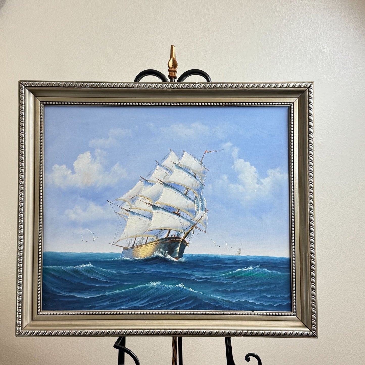 2006 Classic Sailing Ship Artwork on Canvas Oil Painting Framed Size 28" x 24"