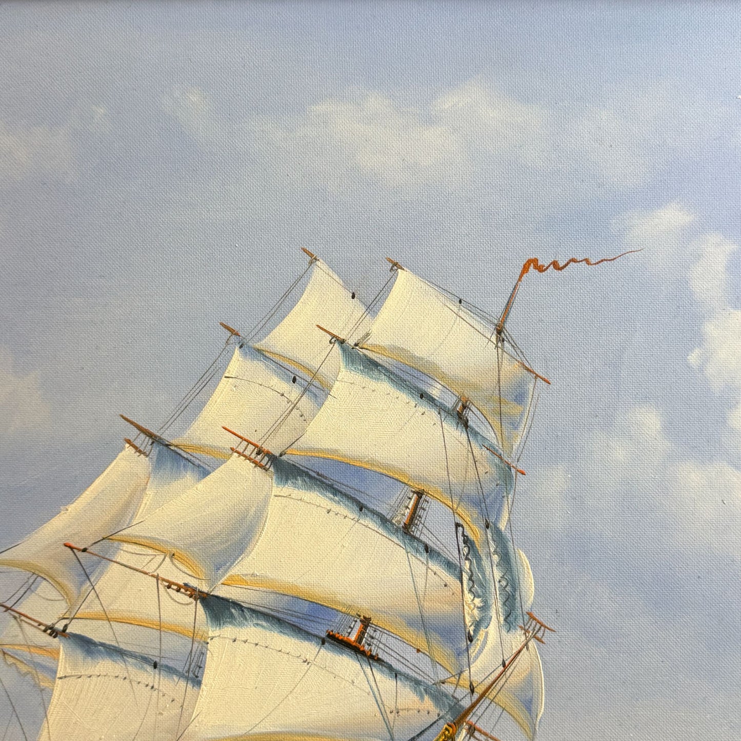 2006 Classic Sailing Ship Artwork on Canvas Oil Painting Framed Size 28" x 24"