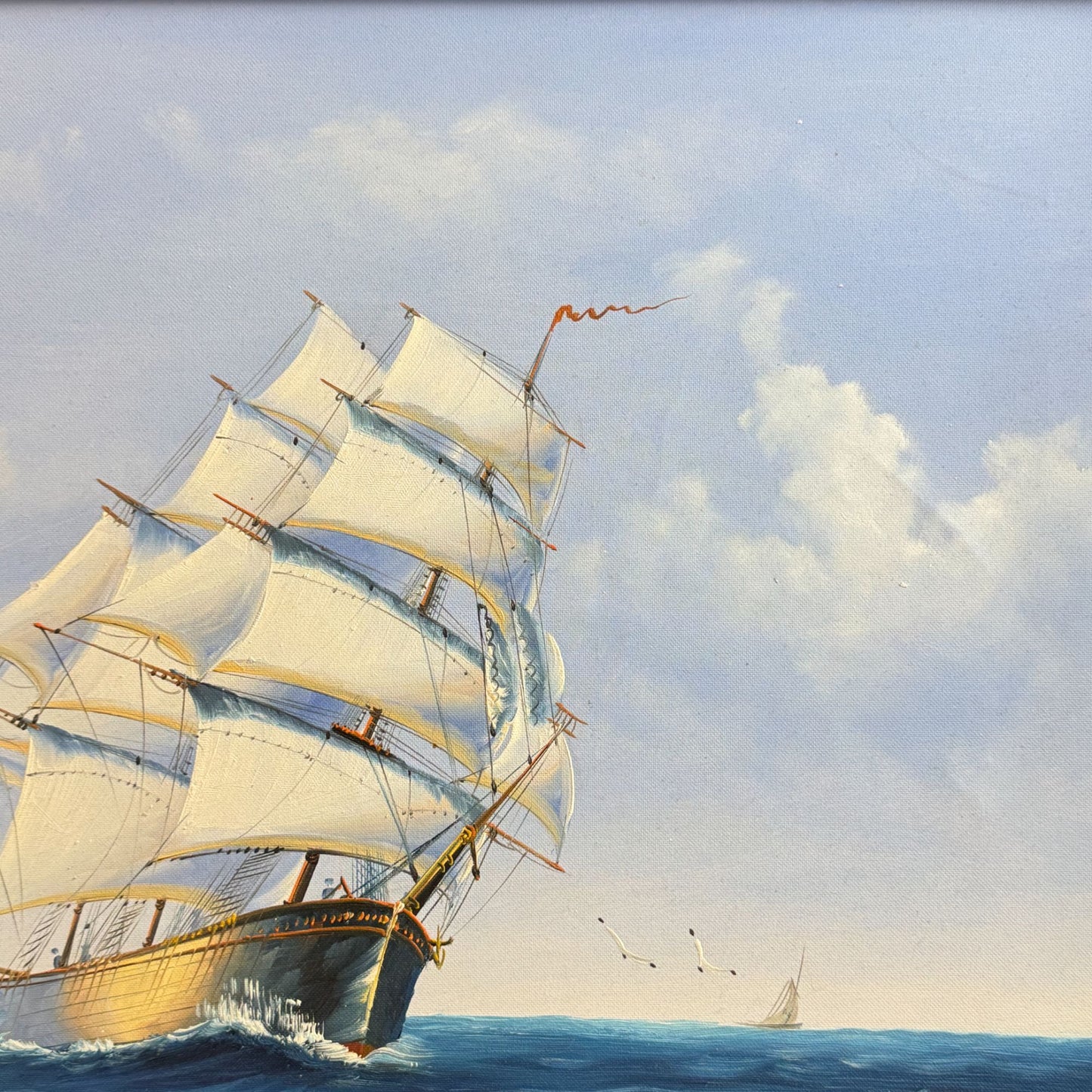 2006 Classic Sailing Ship Artwork on Canvas Oil Painting Framed Size 28" x 24"