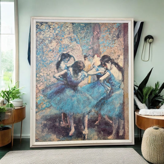 Edgar Degas Acrylic Print, Vertical Dancers in Blue, Framed Canvas, 24" x 30"