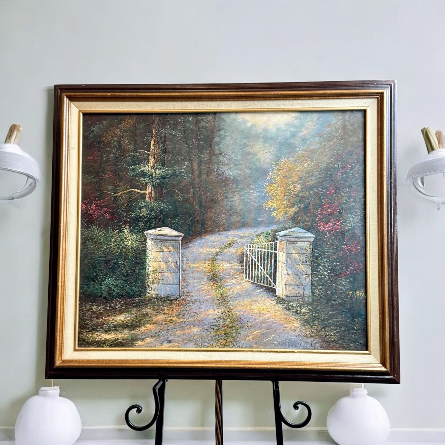 Acrylic Painting Inspired by Thomas Kinkade's The Autumn Gate Canvas 28" x 24"