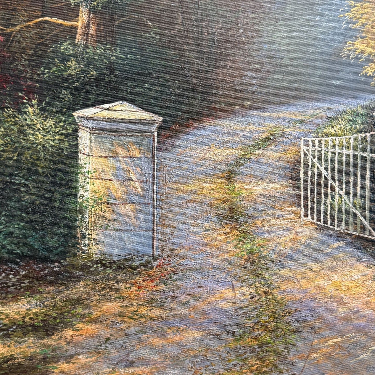 Acrylic Painting Inspired by Thomas Kinkade's The Autumn Gate Canvas 28" x 24"