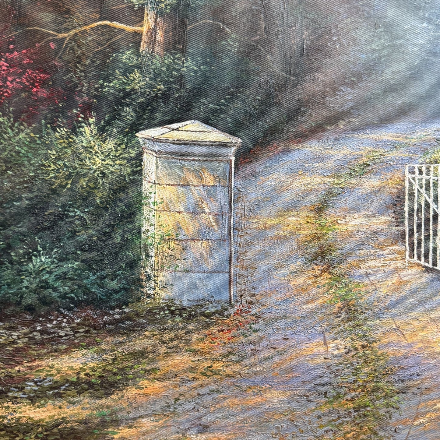 Acrylic Painting Inspired by Thomas Kinkade's The Autumn Gate Canvas 28" x 24"