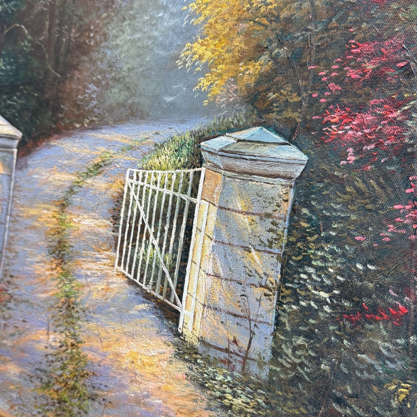 Acrylic Painting Inspired by Thomas Kinkade's The Autumn Gate Canvas 28" x 24"