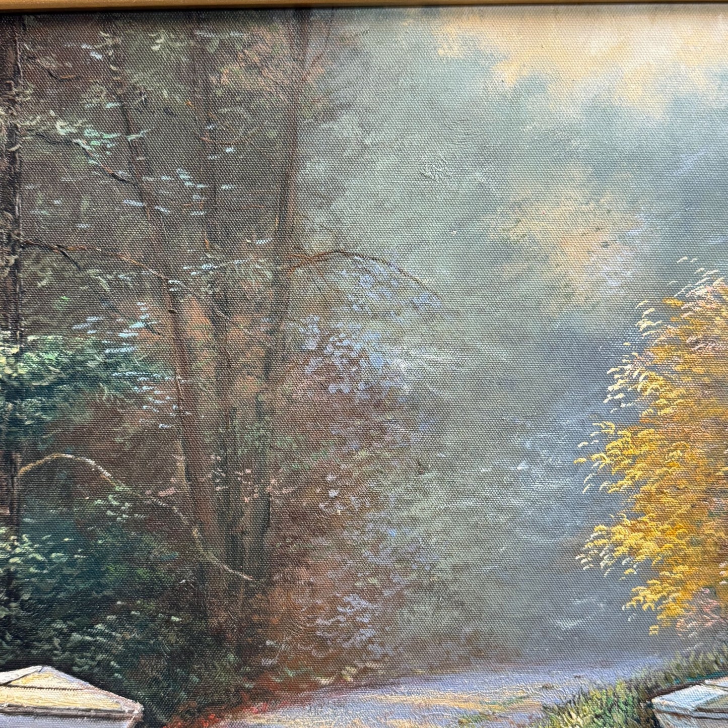 Acrylic Painting Inspired by Thomas Kinkade's The Autumn Gate Canvas 28" x 24"