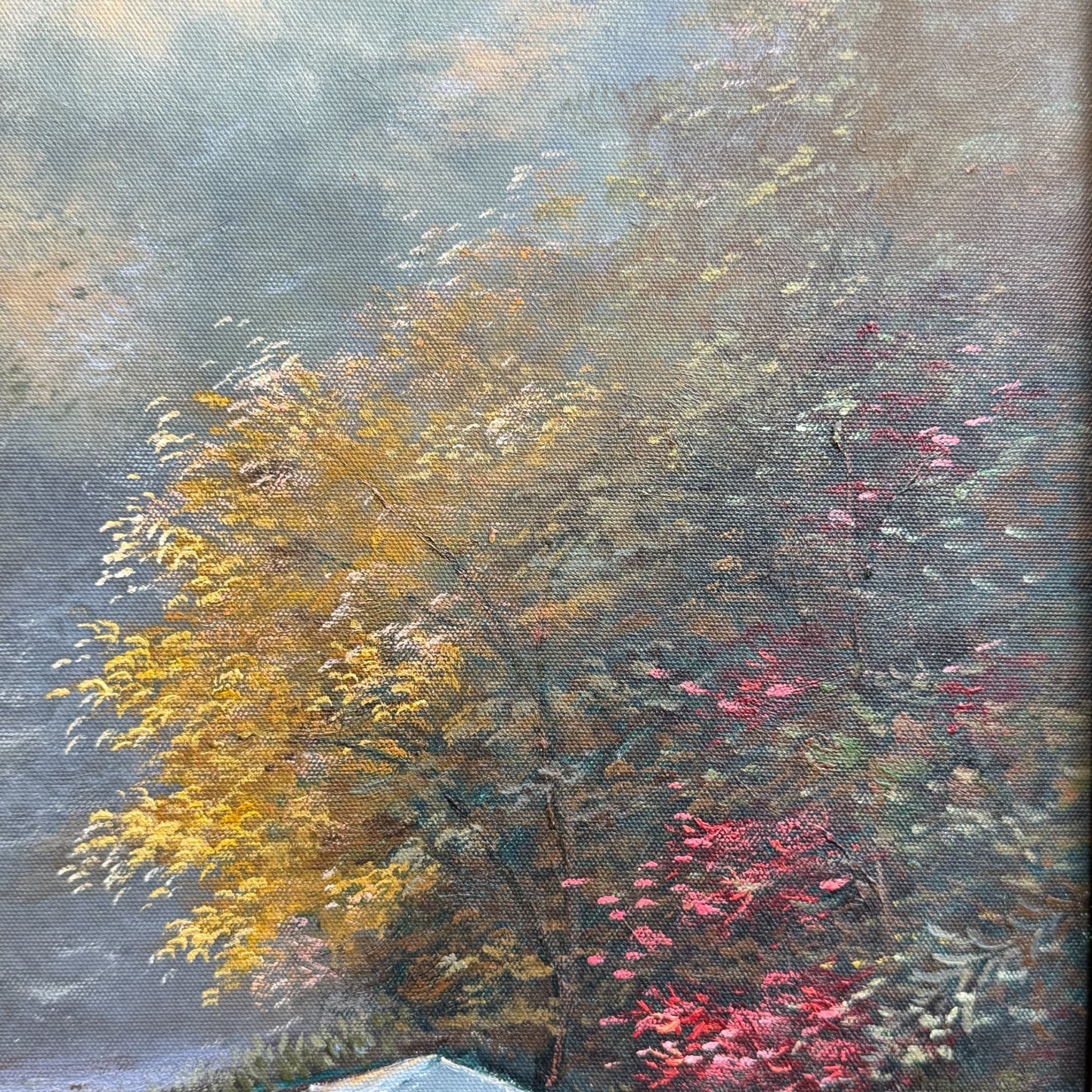 Acrylic Painting Inspired by Thomas Kinkade's The Autumn Gate Canvas 28" x 24"