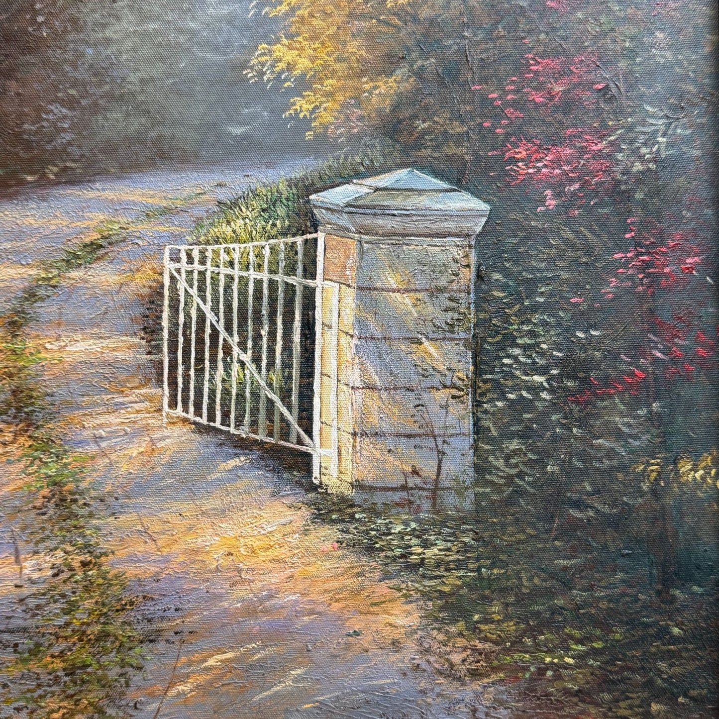 Acrylic Painting Inspired by Thomas Kinkade's The Autumn Gate Canvas 28" x 24"