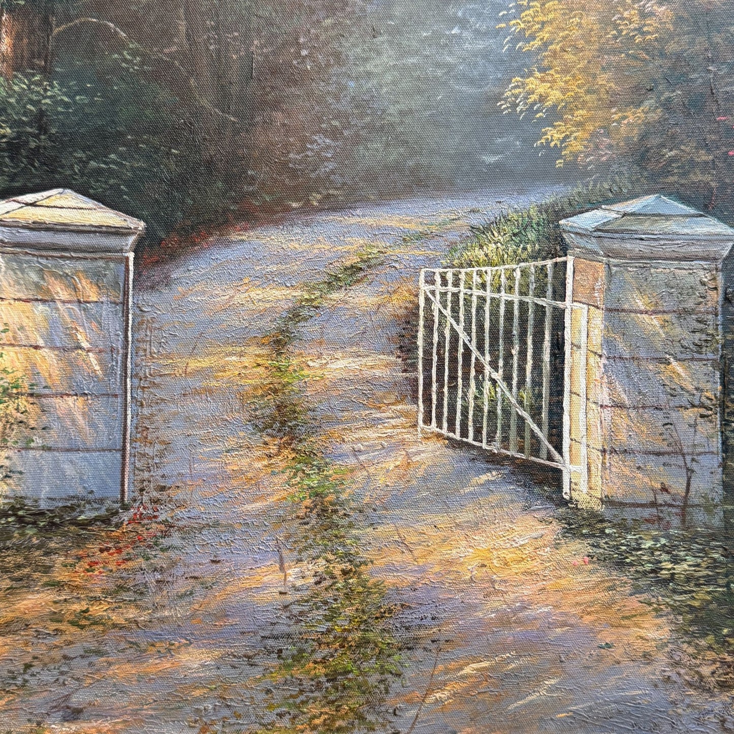 Acrylic Painting Inspired by Thomas Kinkade's The Autumn Gate Canvas 28" x 24"