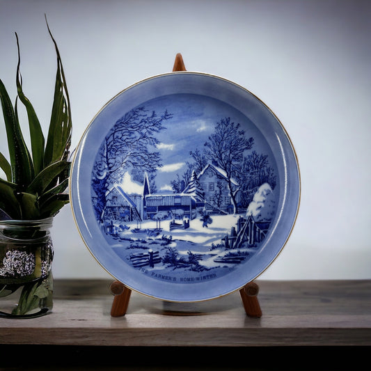 Vintage Currier & Ives The Farmers Home Winter Fine China Winter Decor Collector Plates