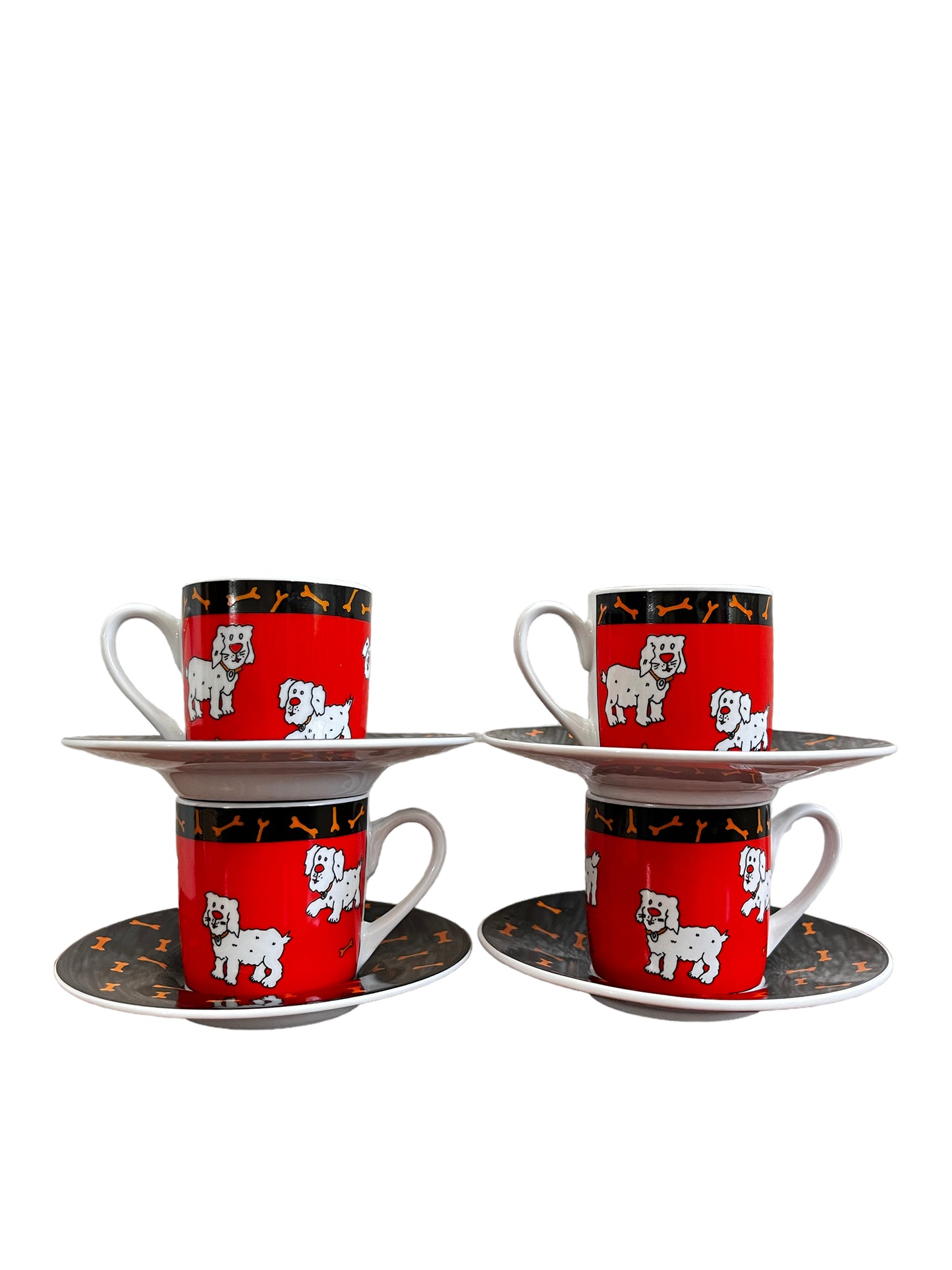 Rushbrookes Espresso Cappuccino Cup Dogs Pattern Set