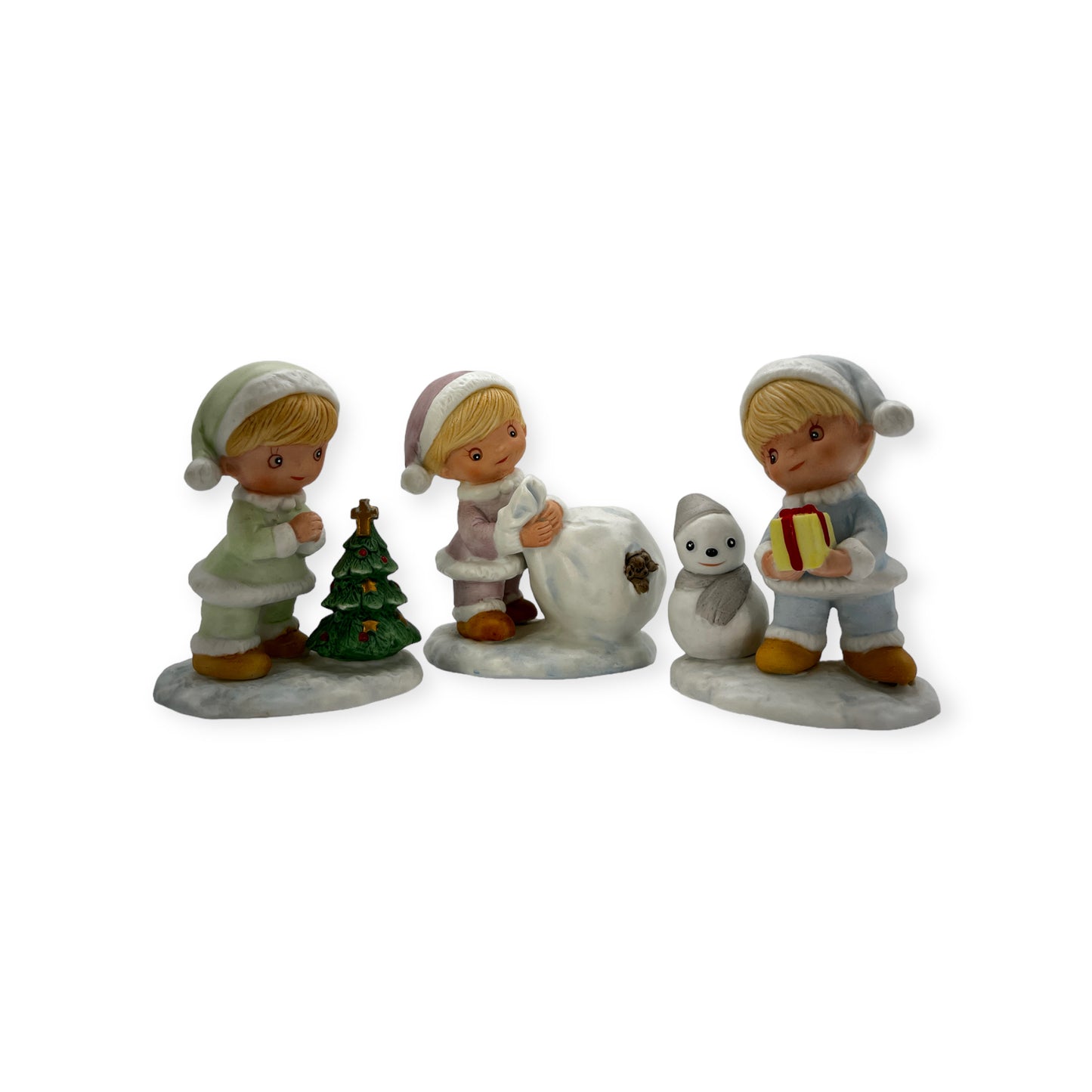 Vintage Set of 3 Homco Pastel Christmas Children Figurines