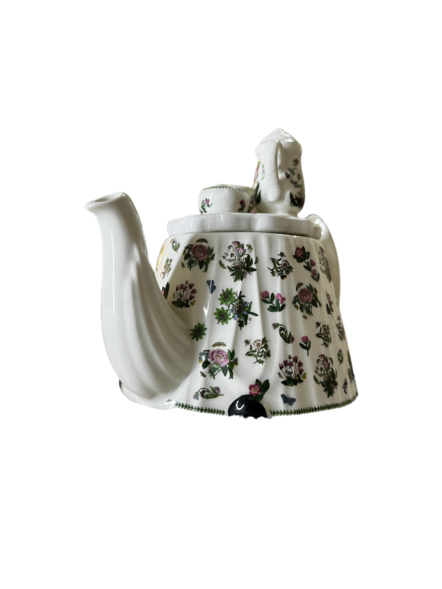 Portmeirion Miniature Teapot with a Tea Set Lid and Pink Flowers