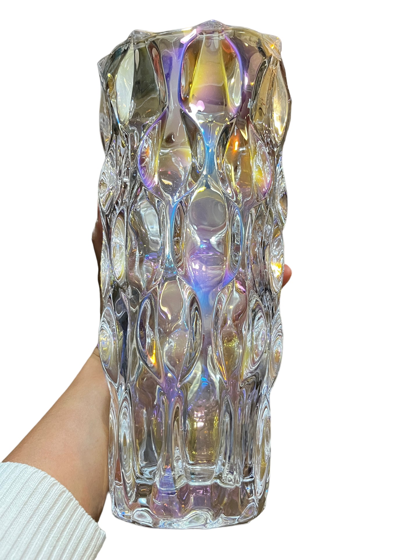 Magic Pro Colorful Glass Vase French Inset Style Decoration 12" Height