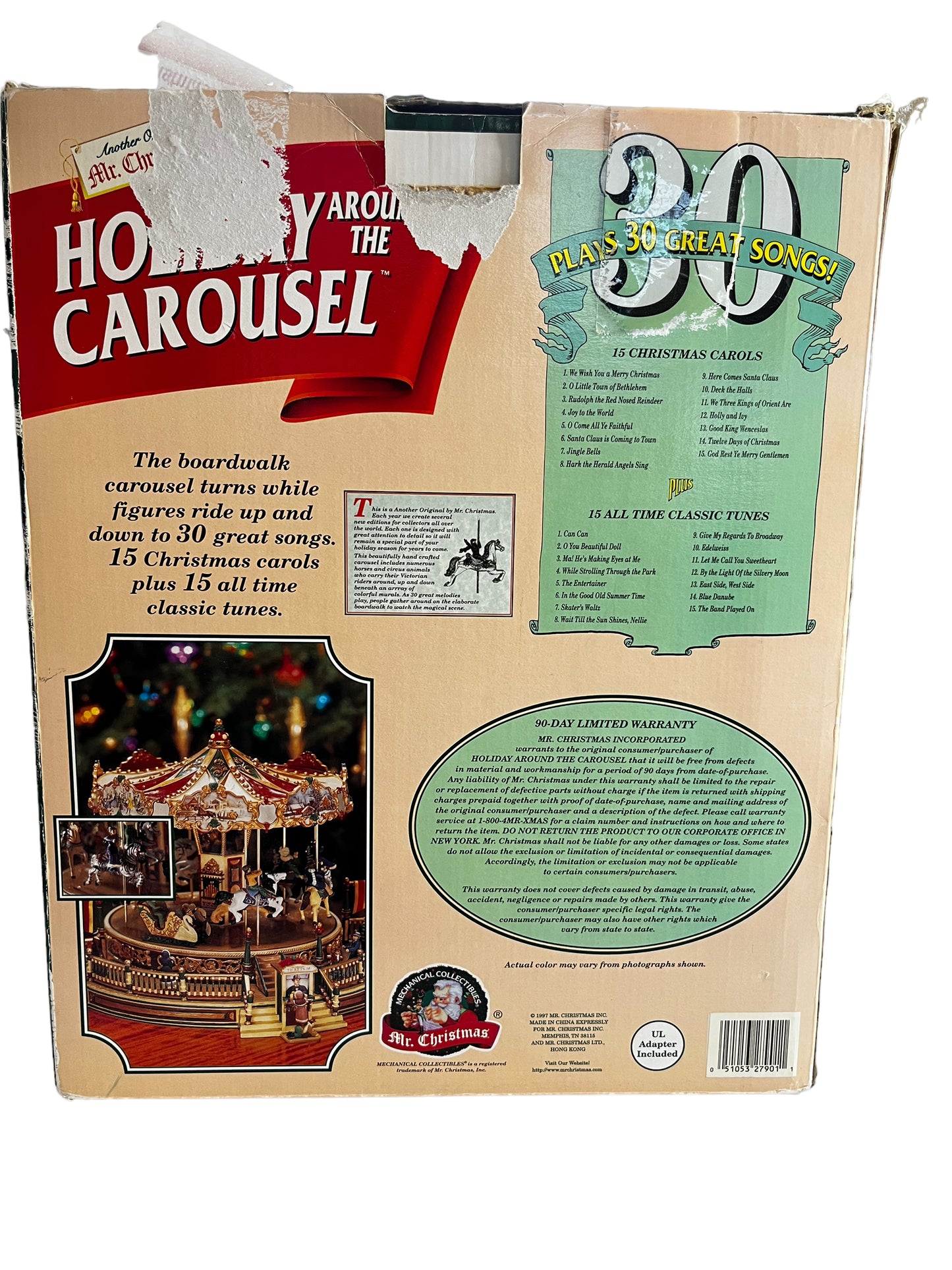 1997 Vintage Mr Christmas Holiday Around The Carousel Plays 30 Songs Animated