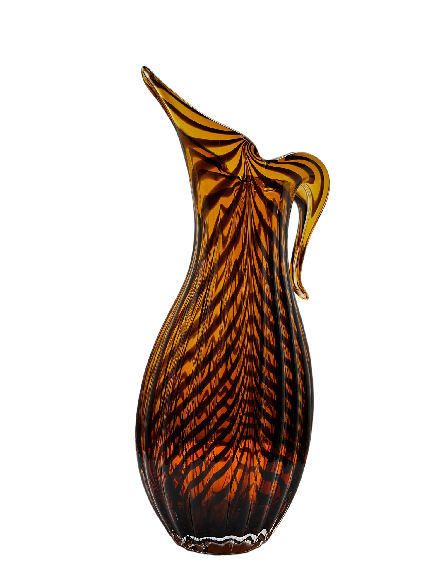 Vintage Hand Blown Glass Tiger Striped Vase