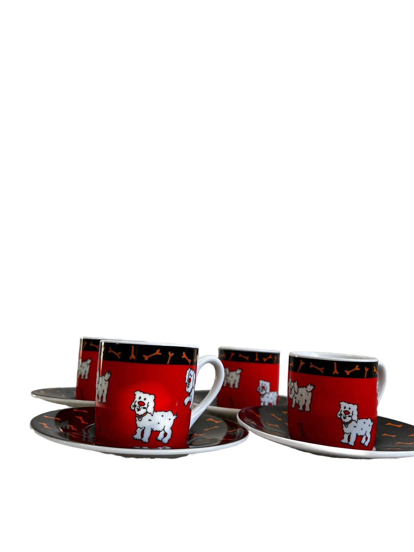 Rushbrookes Espresso Cappuccino Cup Dogs Pattern Set