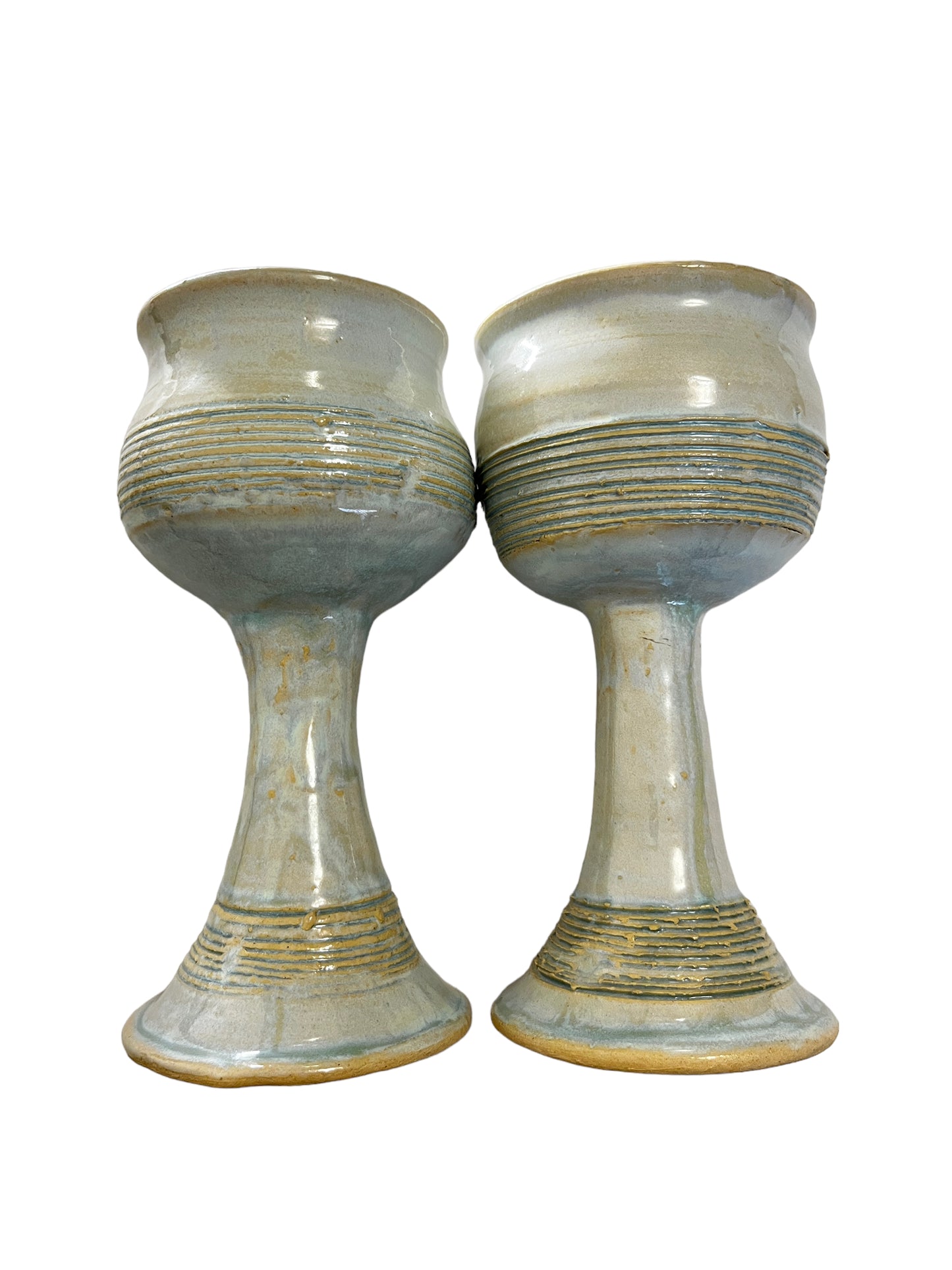 Mc Vintage Studio Art Pottery Wine Goblet Set of 2