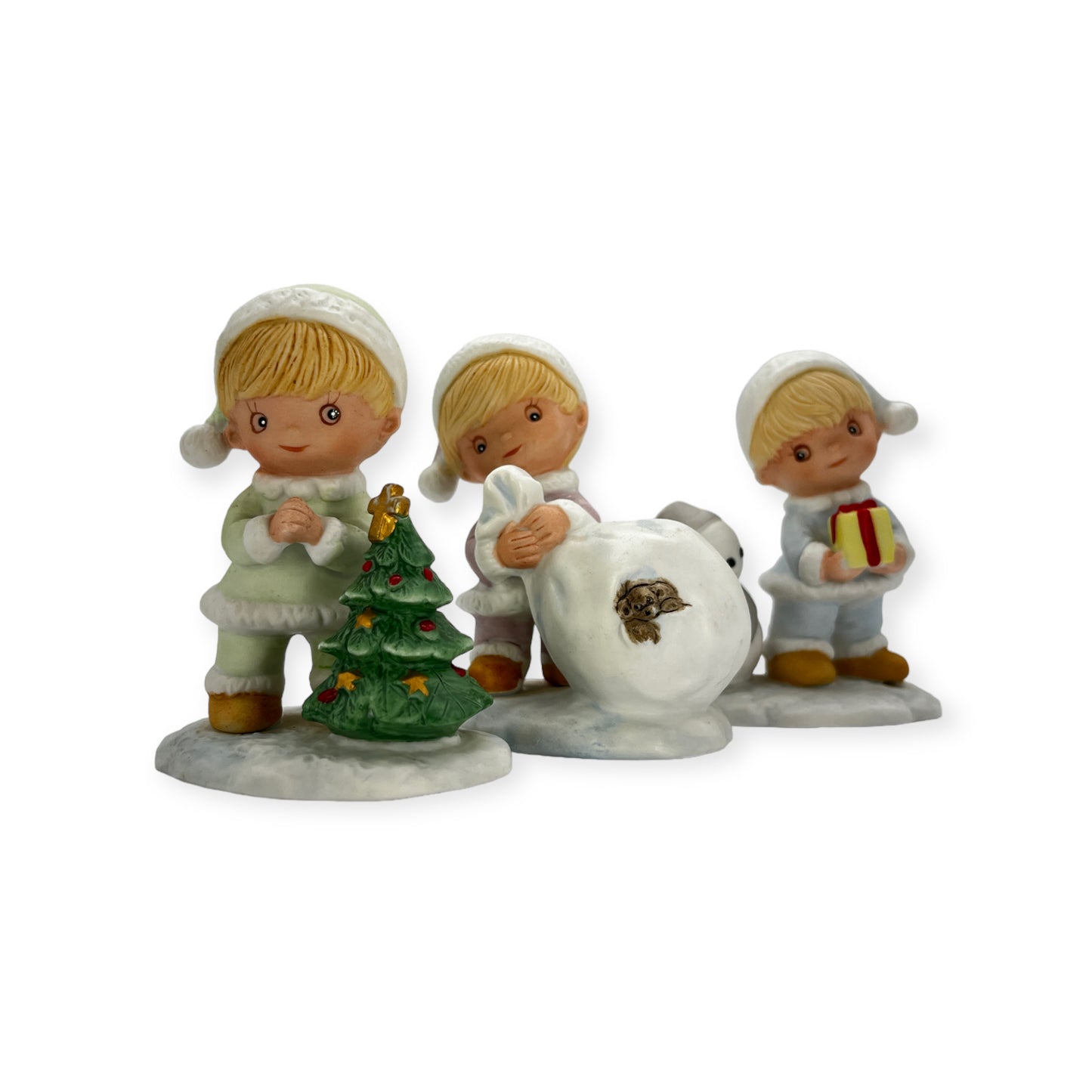 Vintage Set of 3 Homco Pastel Christmas Children Figurines