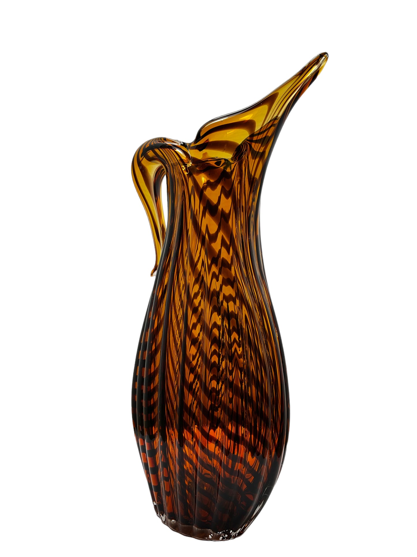 Vintage Hand Blown Glass Tiger Striped Vase