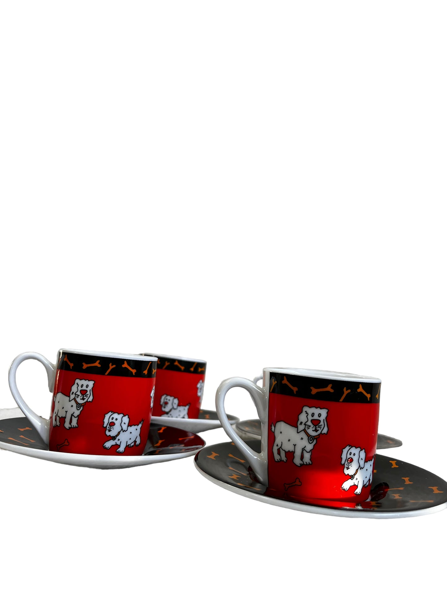 Rushbrookes Espresso Cappuccino Cup Dogs Pattern Set