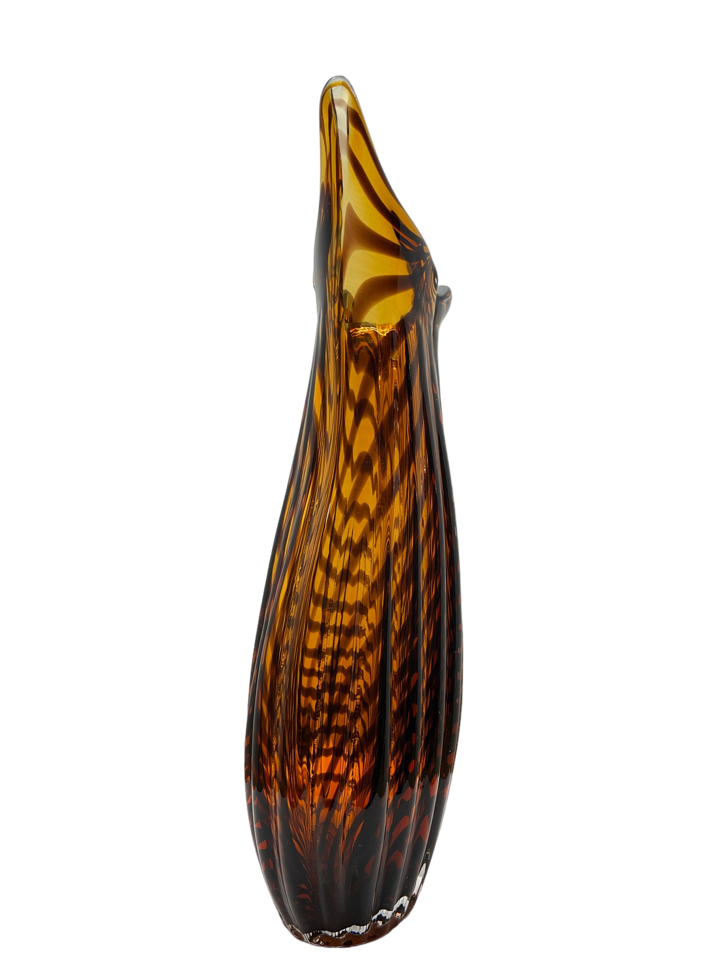 Vintage Hand Blown Glass Tiger Striped Vase