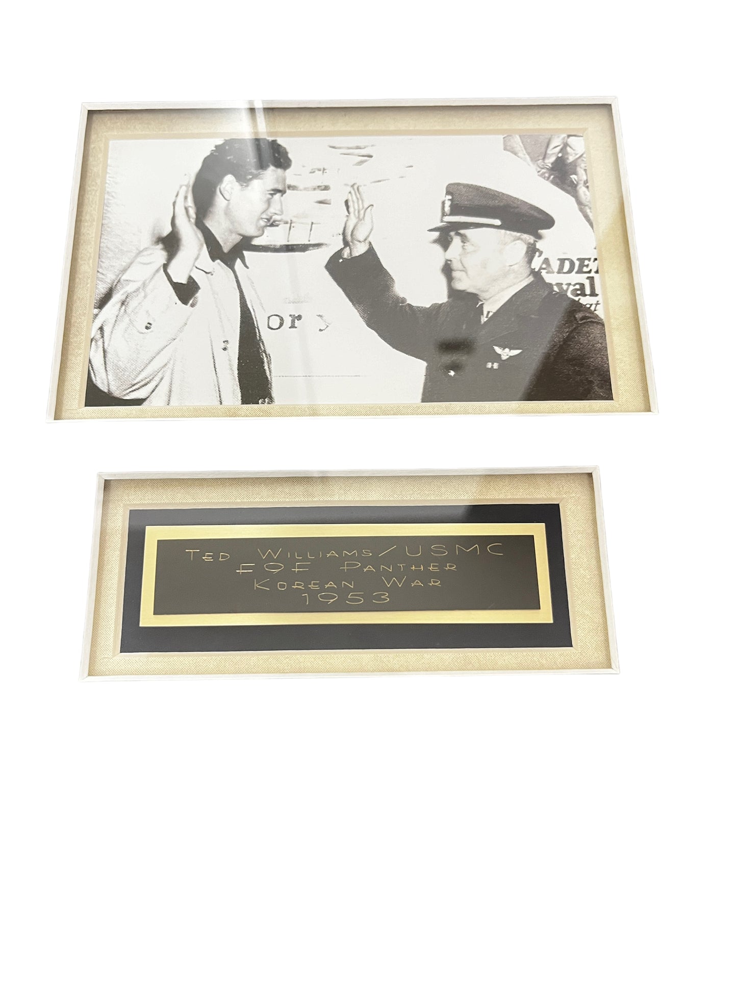 Ted Williams USMC 1953 F9F Panther Korean War, Military Sportsman Custom Framed Signed GFA