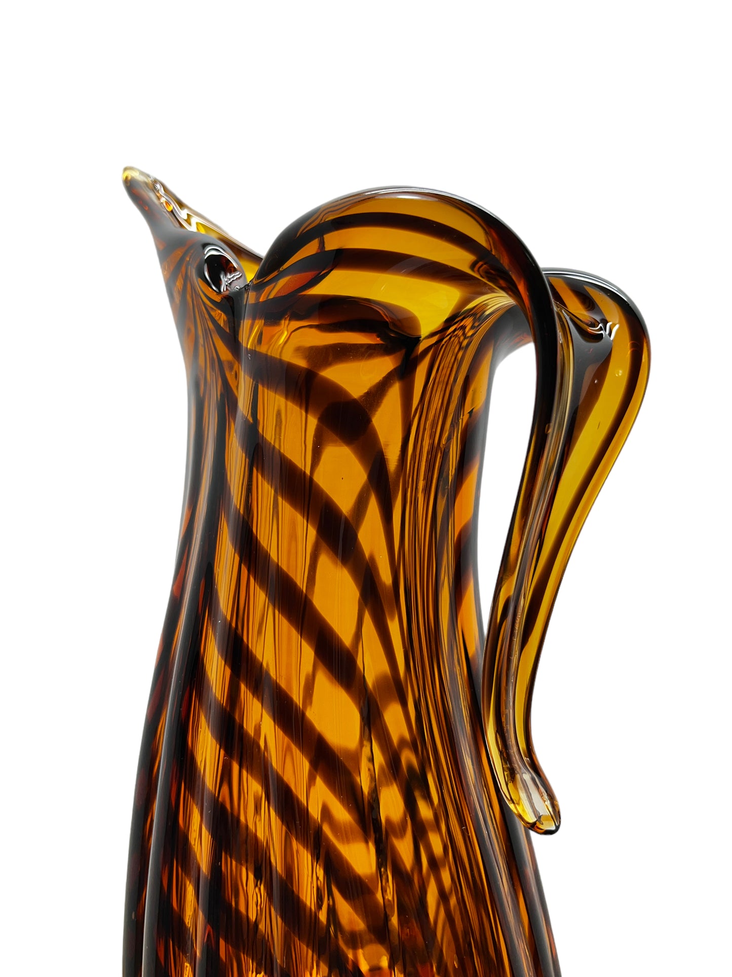 Vintage Hand Blown Glass Tiger Striped Vase