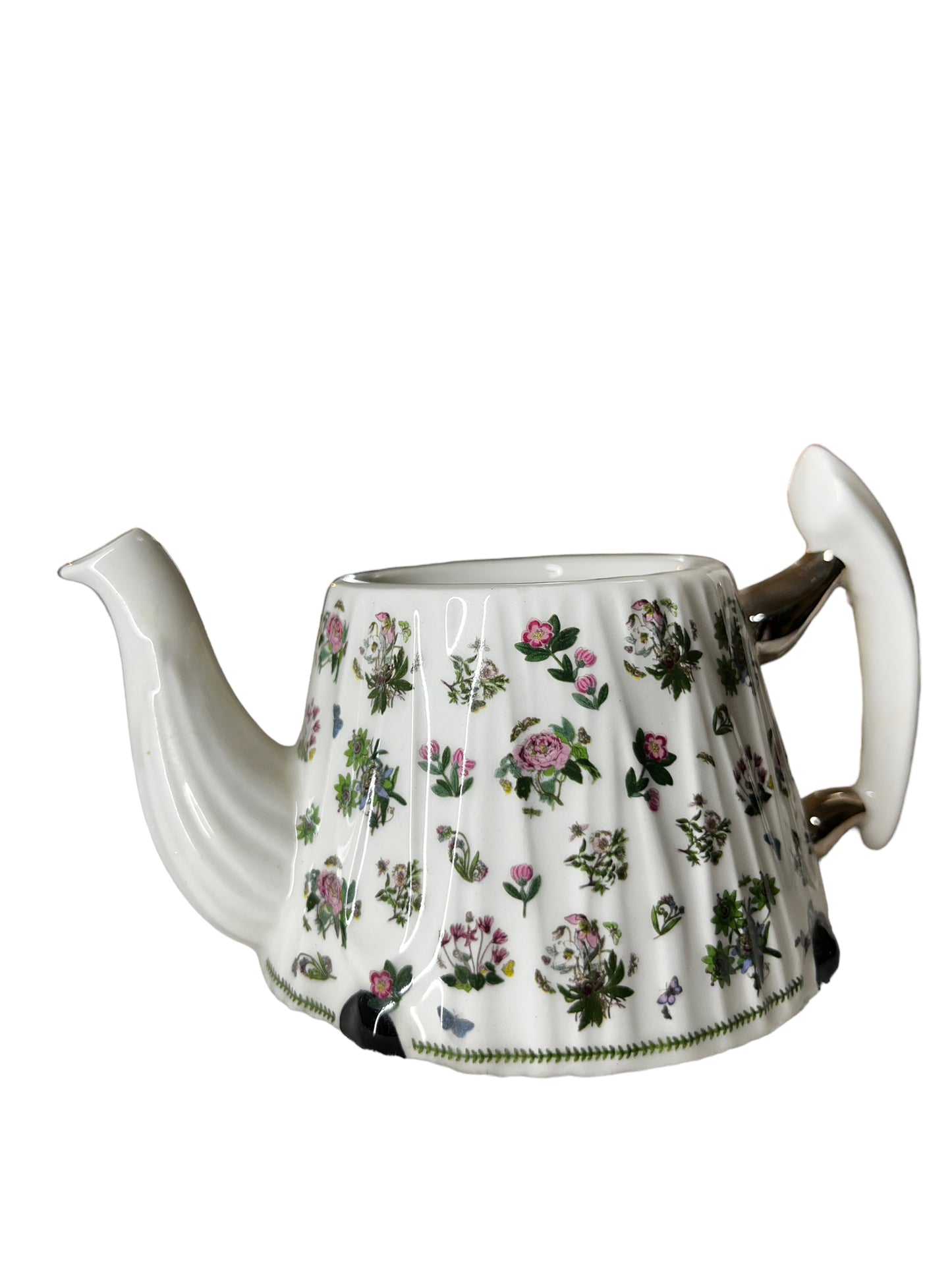 Portmeirion Miniature Teapot with a Tea Set Lid and Pink Flowers