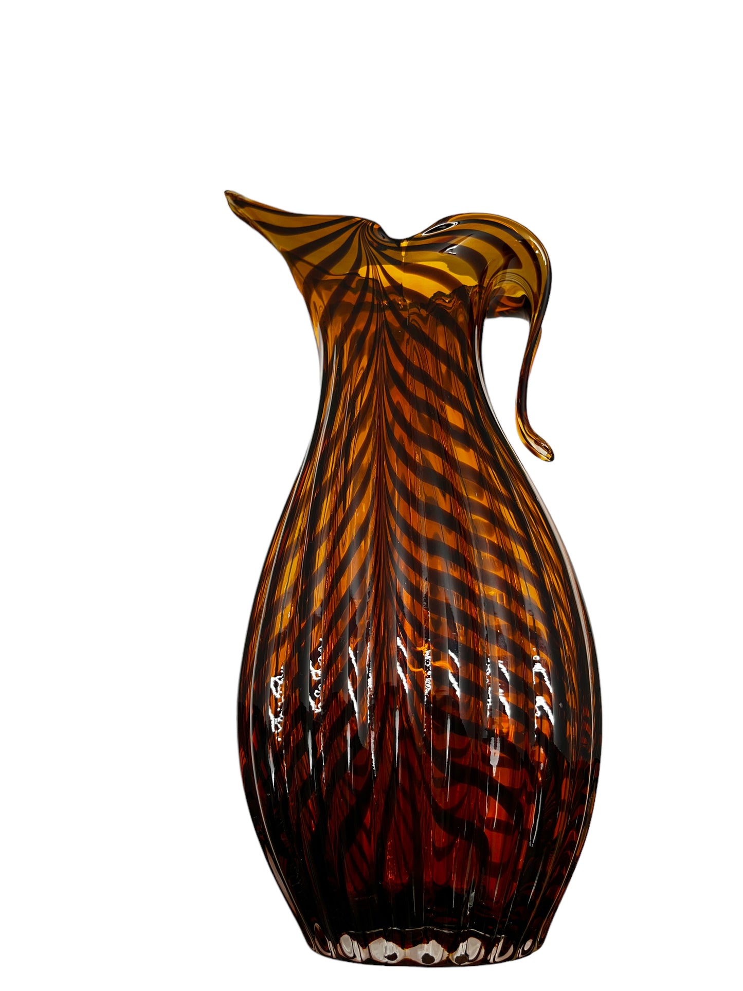 Vintage Hand Blown Glass Tiger Striped Vase