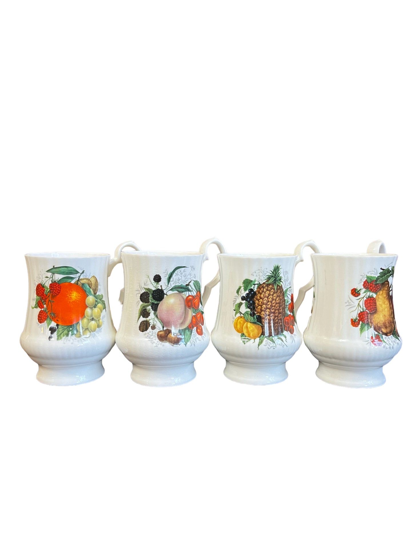 Royal Windsor England Coffee Mug Fruit Pattern Set of 4