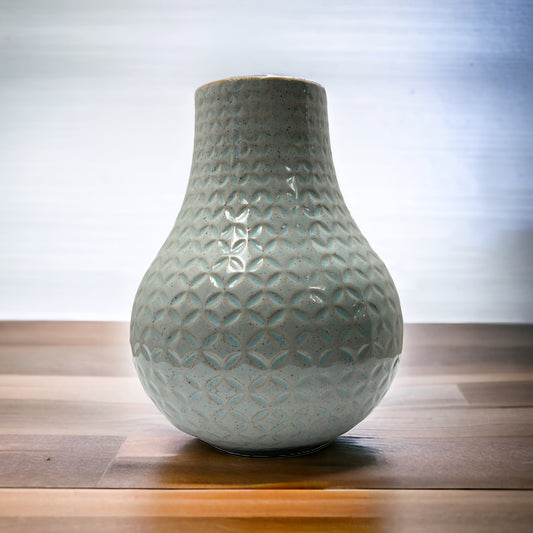 burton + Burton Textured Slate Blue Glazed Ceramic Vase