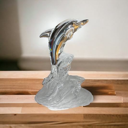 Cristal D'Arques France Lead Crystal Jumping Dolphin Figurine