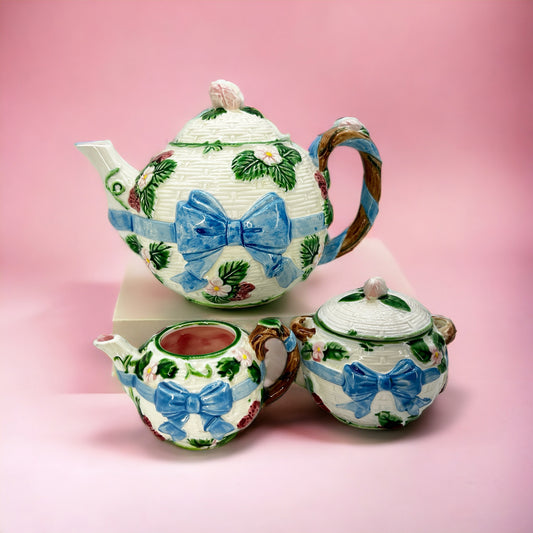 1985 Vintage Haldon Group Japanese Majolica Teapot Set