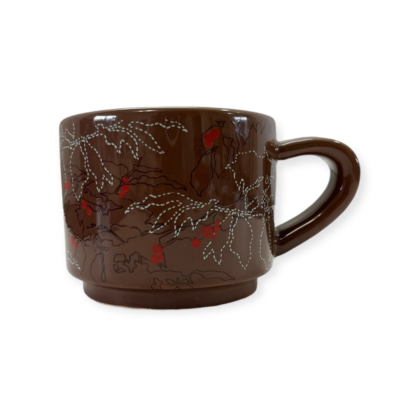 2009 Starbucks Brown Red Berries Holiday 10 Oz. Stackable Cups