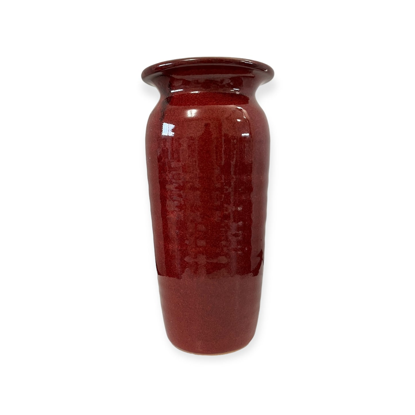 Vintage Bruning Studio Art Stoneware Cranberry Red Ceramic Pottery Vase 9.5"