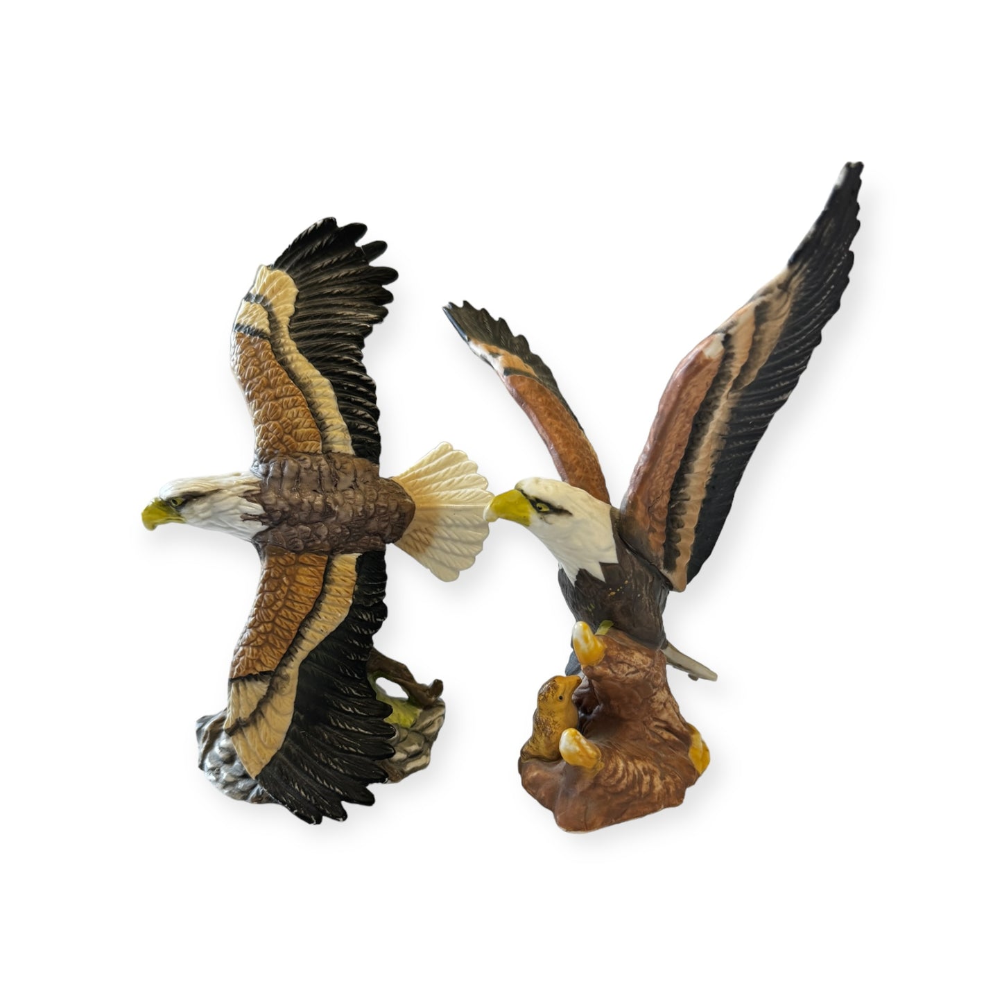 A Pair Of Eagles Family Figurine Sculptures