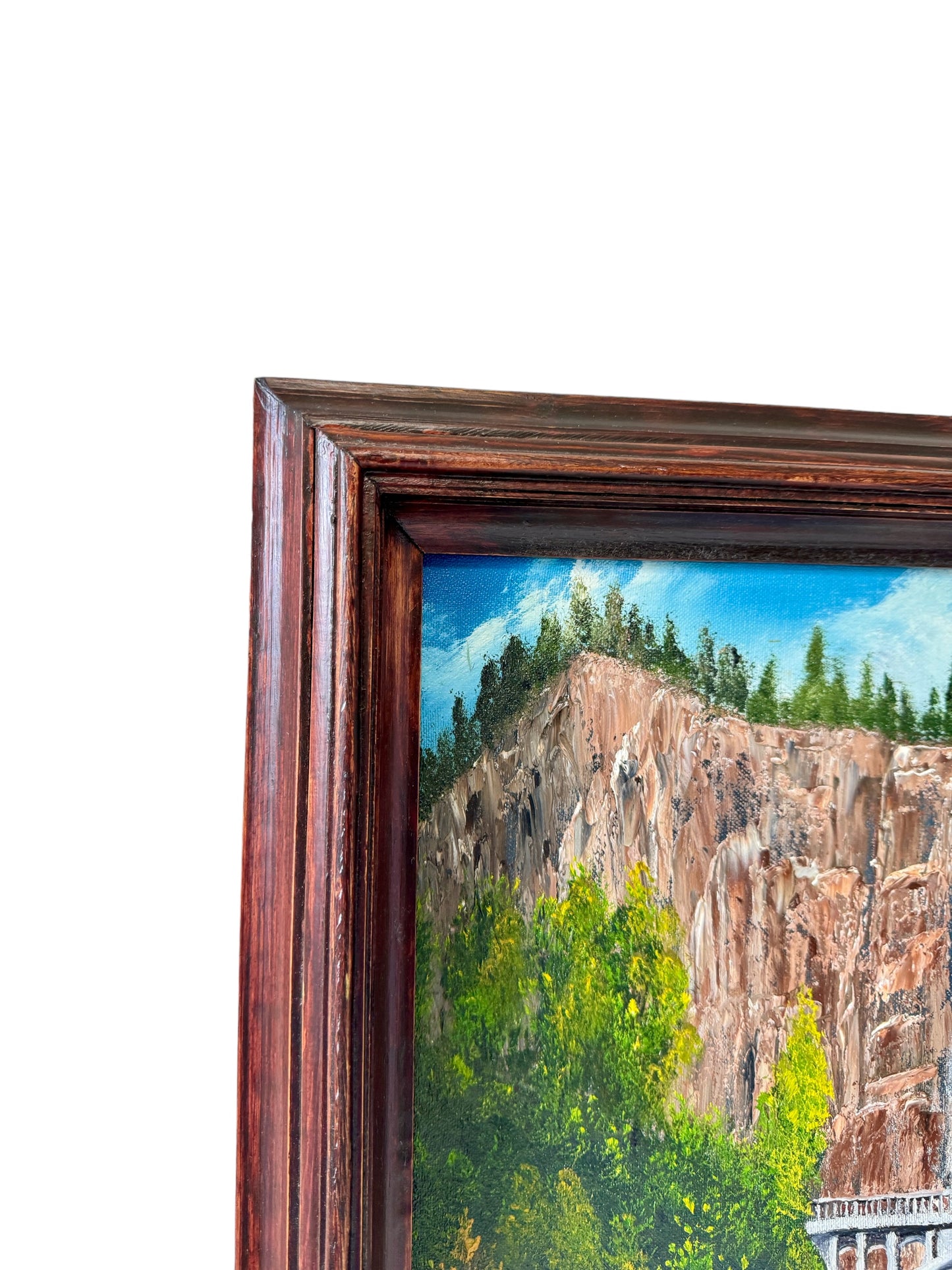 Vintage Multnomah Falls, Oregon Acrylic Painting 3D Original Art 23" Height