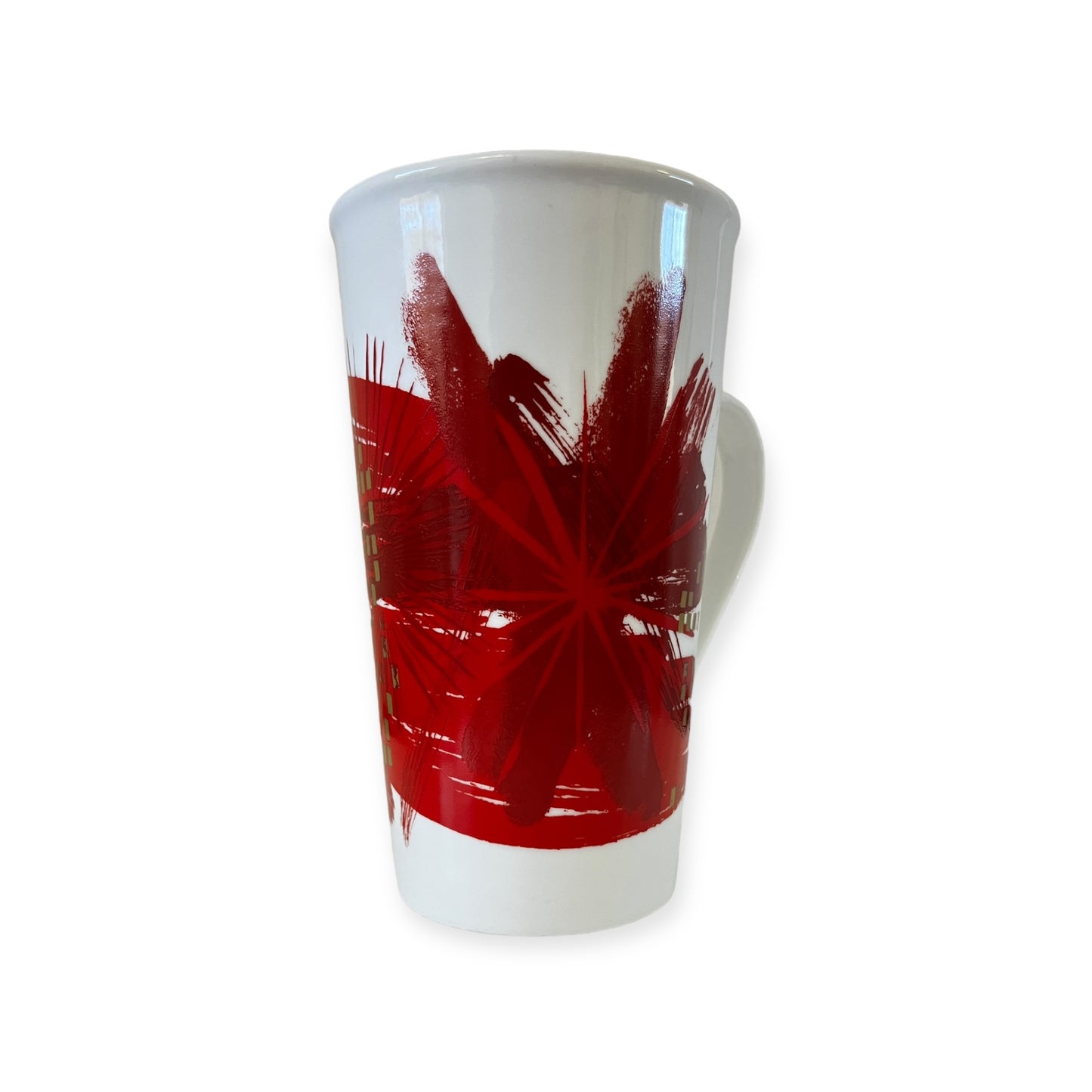 Starbucks 2014 Holiday Mug Red White Gold Coffee Mug 16 Oz.