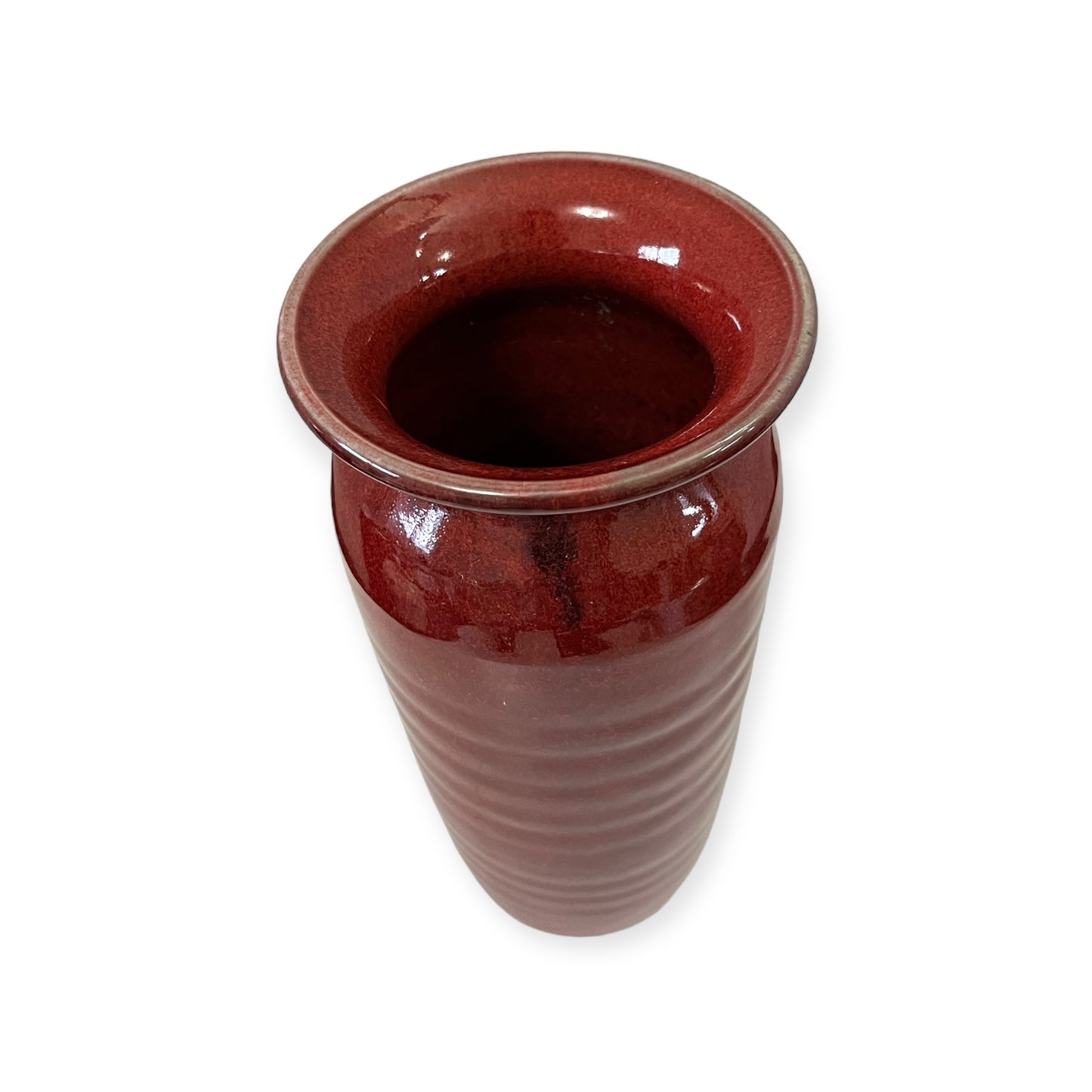 Vintage Bruning Studio Art Stoneware Cranberry Red Ceramic Pottery Vase 9.5"