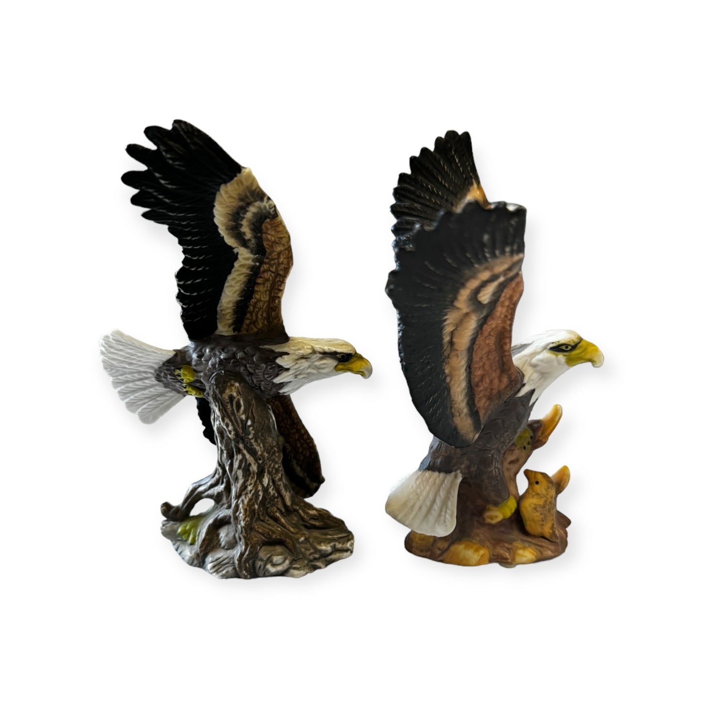 A Pair Of Eagles Family Figurine Sculptures