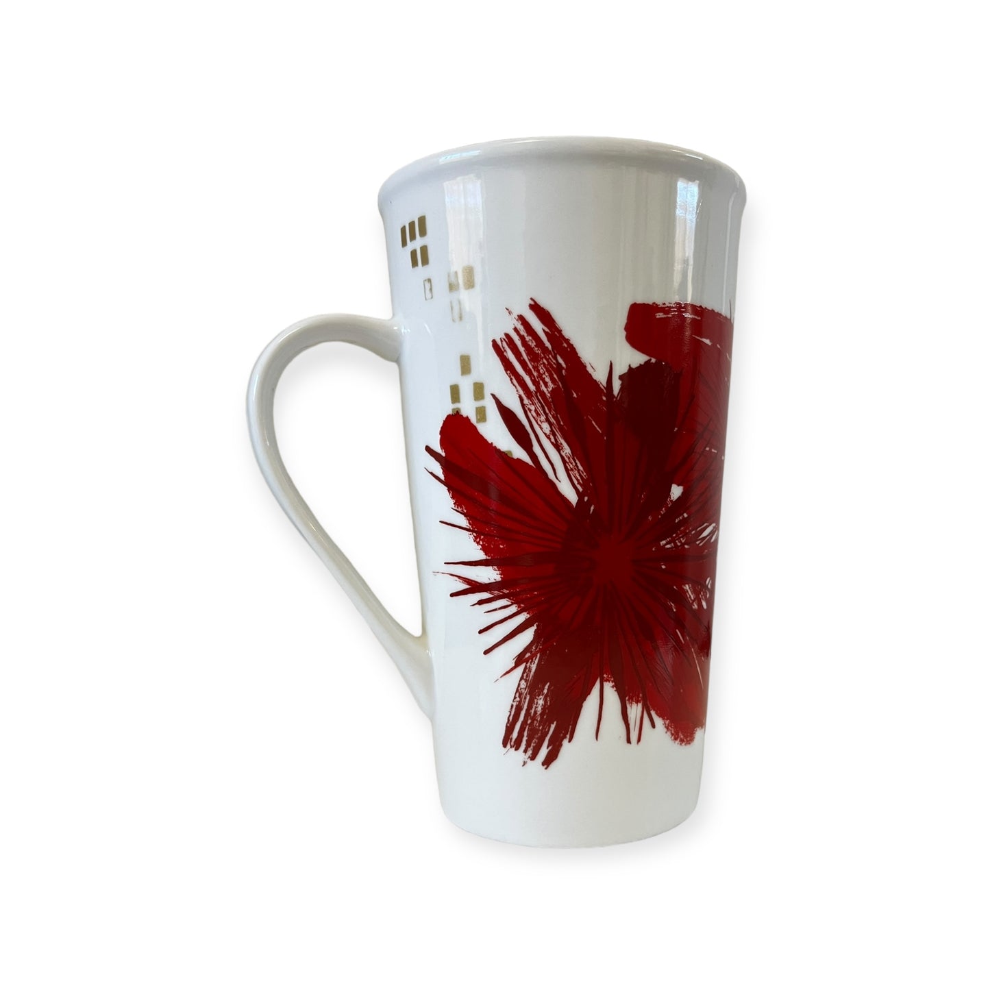 Starbucks 2014 Holiday Mug Red White Gold Coffee Mug 16 Oz.