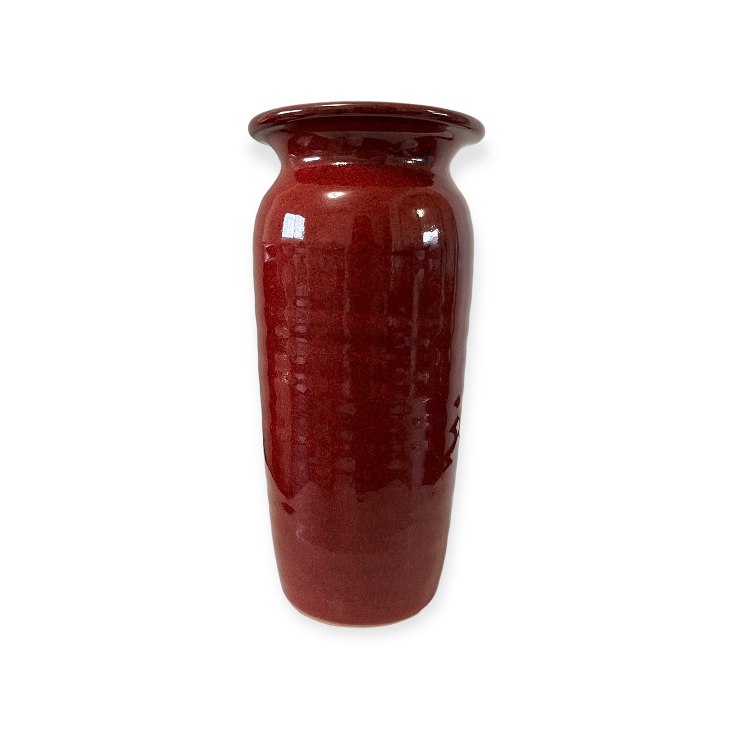 Vintage Bruning Studio Art Stoneware Cranberry Red Ceramic Pottery Vase 9.5"