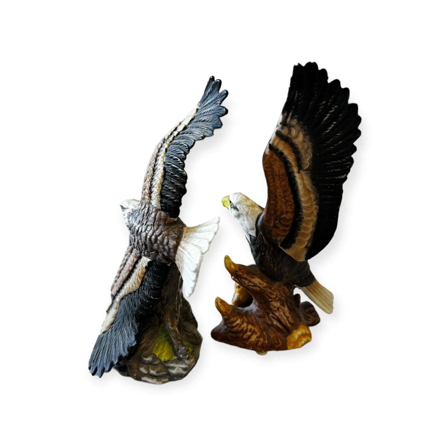 A Pair Of Eagles Family Figurine Sculptures