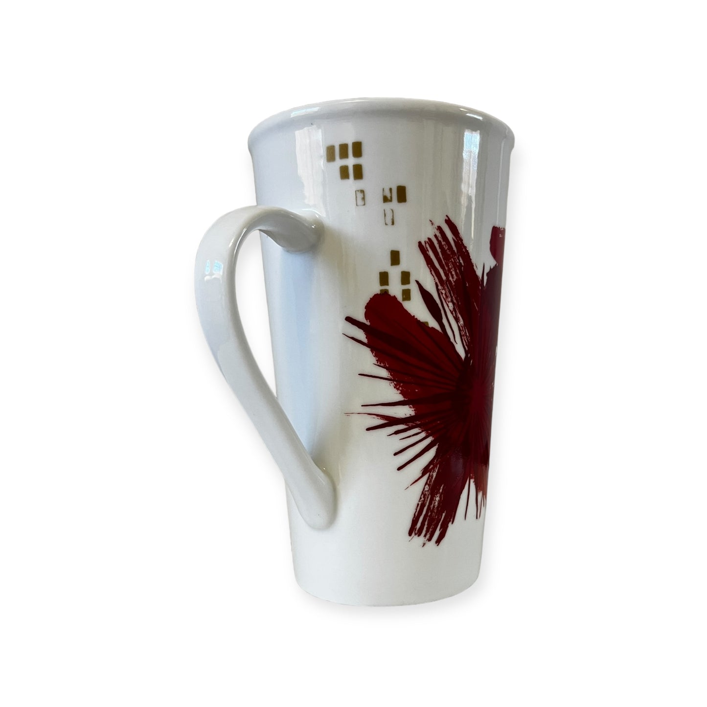 Starbucks 2014 Holiday Mug Red White Gold Coffee Mug 16 Oz.