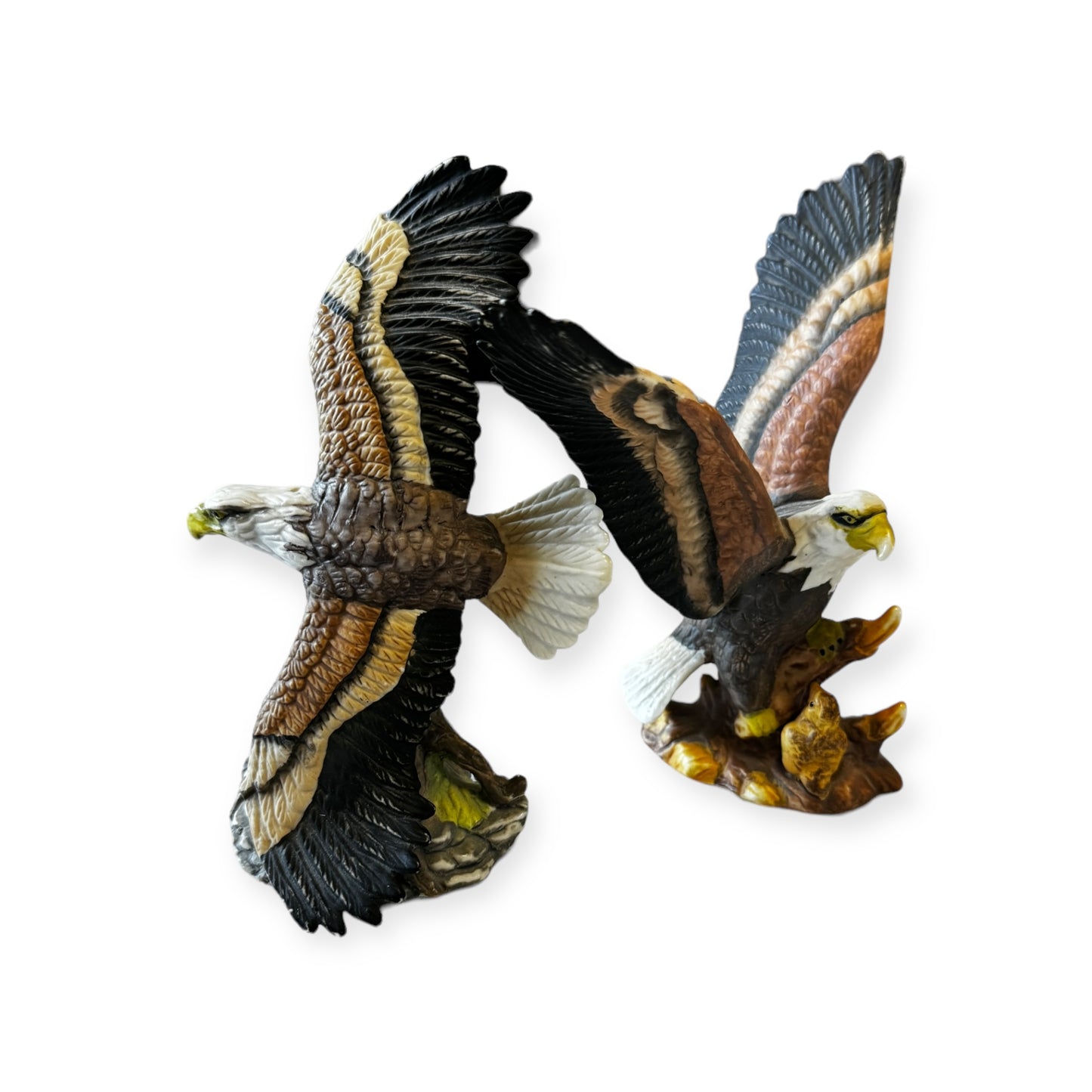 A Pair Of Eagles Family Figurine Sculptures