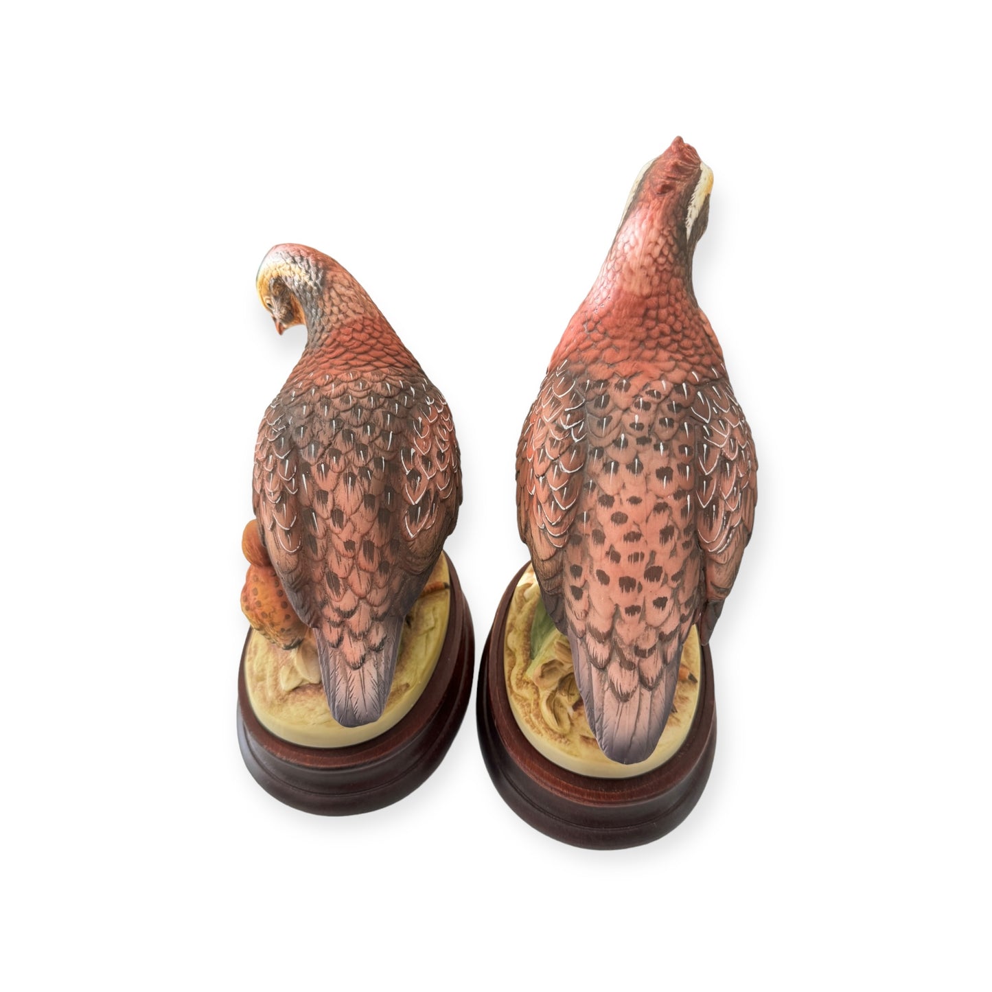 Vintage Pair Of Quail Bird Family Figurine Sculptures Made in Japan