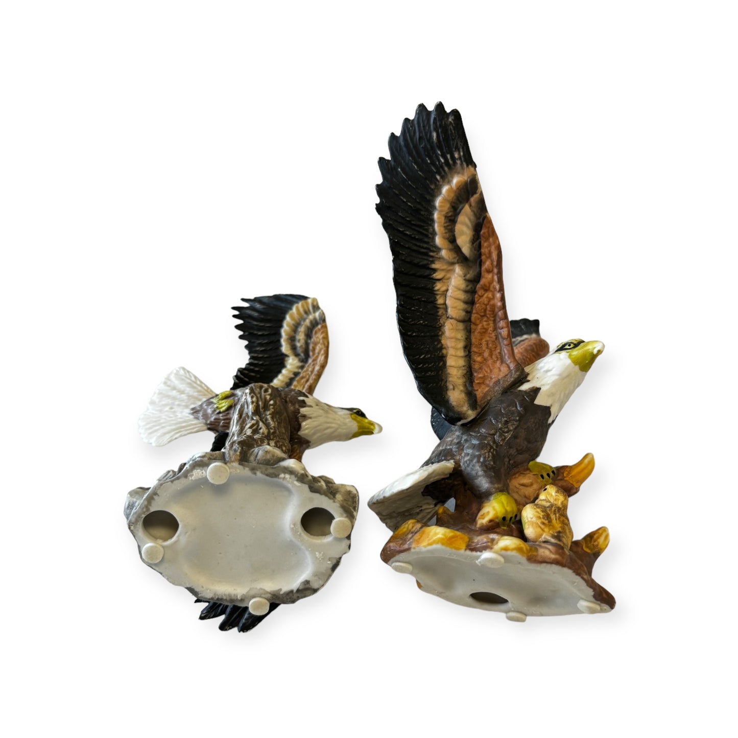 A Pair Of Eagles Family Figurine Sculptures