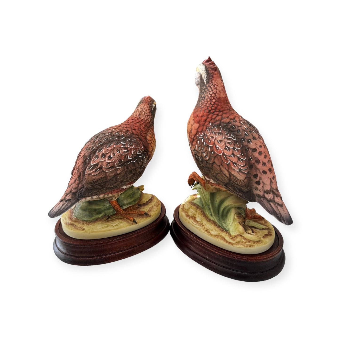 Vintage Pair Of Quail Bird Family Figurine Sculptures Made in Japan