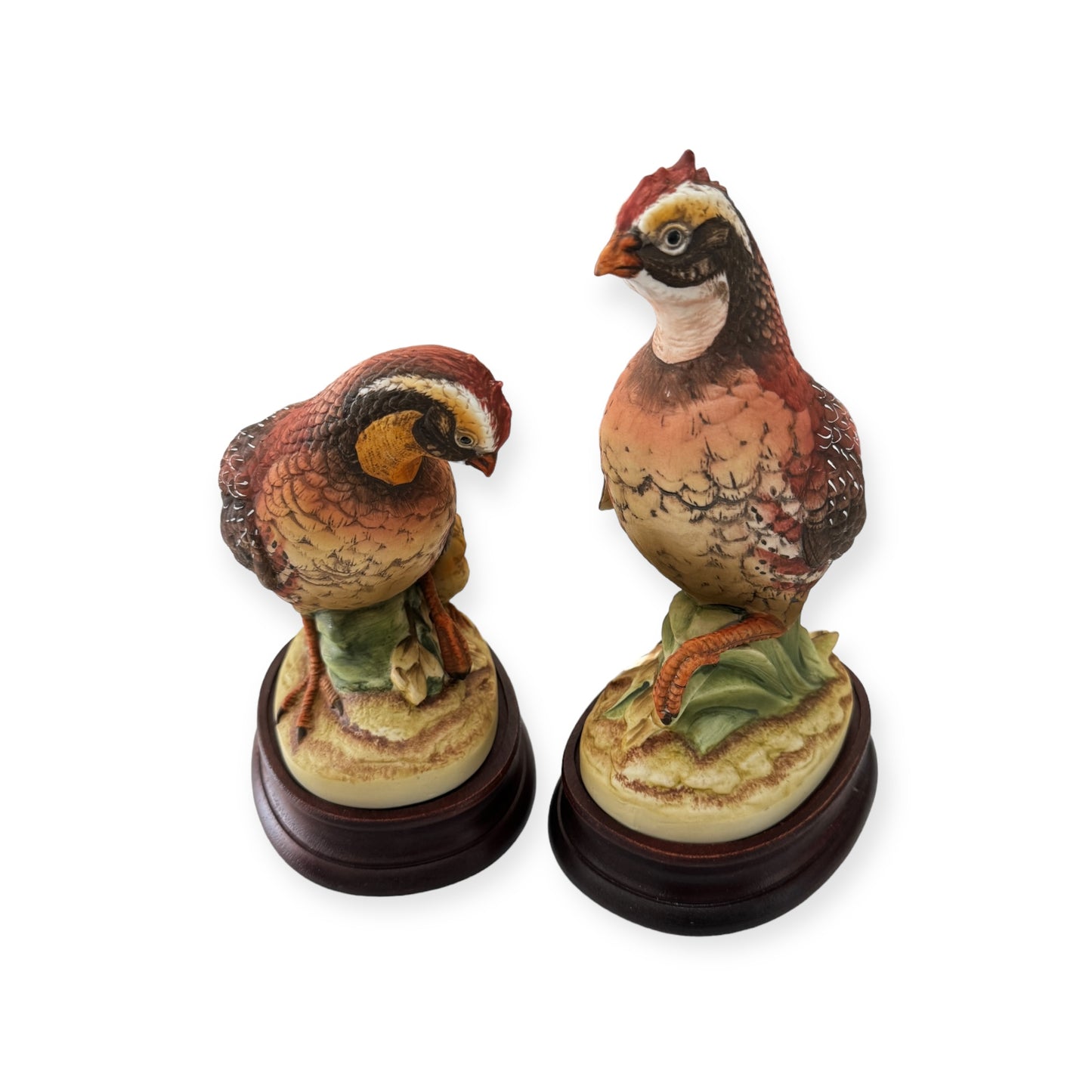 Vintage Pair Of Quail Bird Family Figurine Sculptures Made in Japan