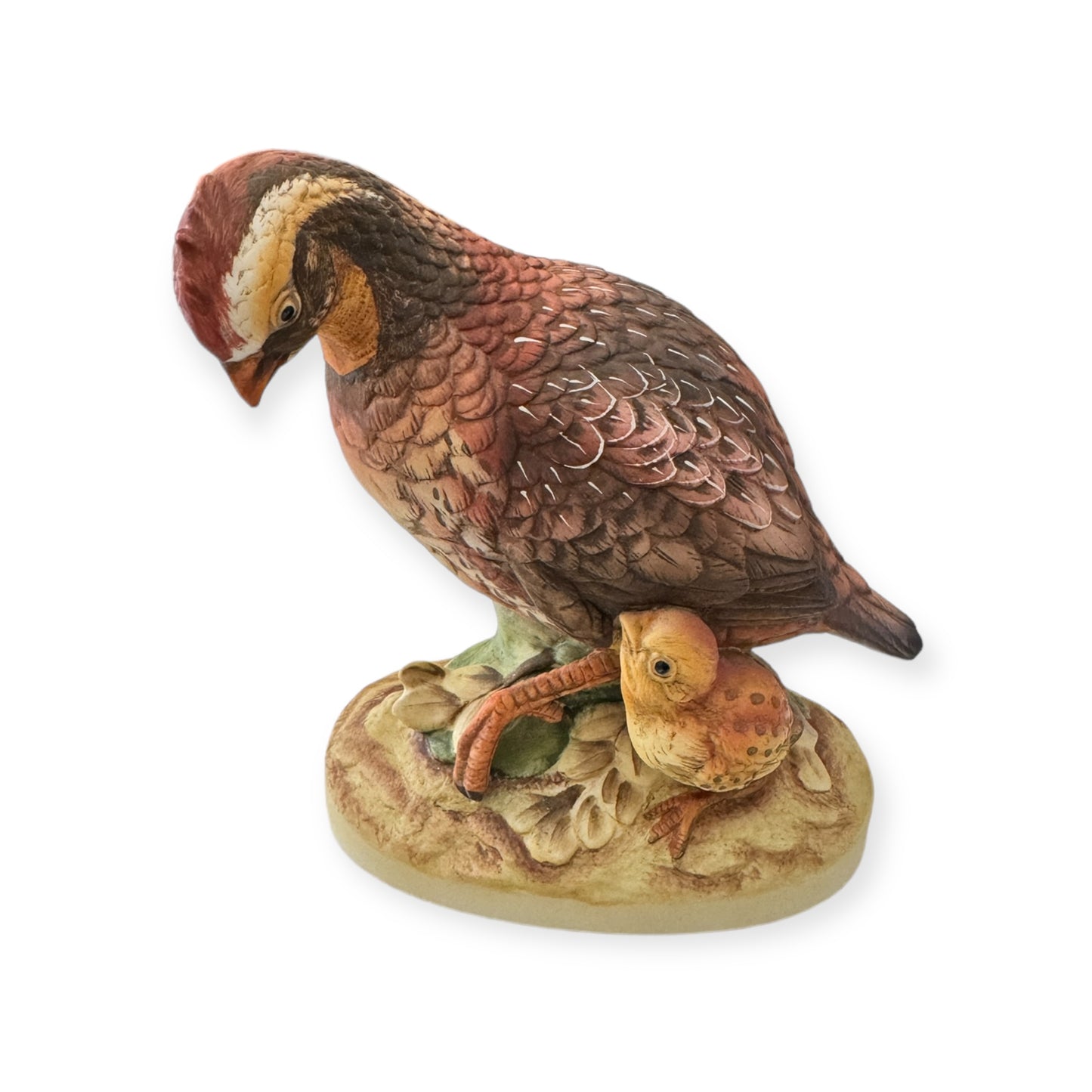 Vintage Pair Of Quail Bird Family Figurine Sculptures Made in Japan